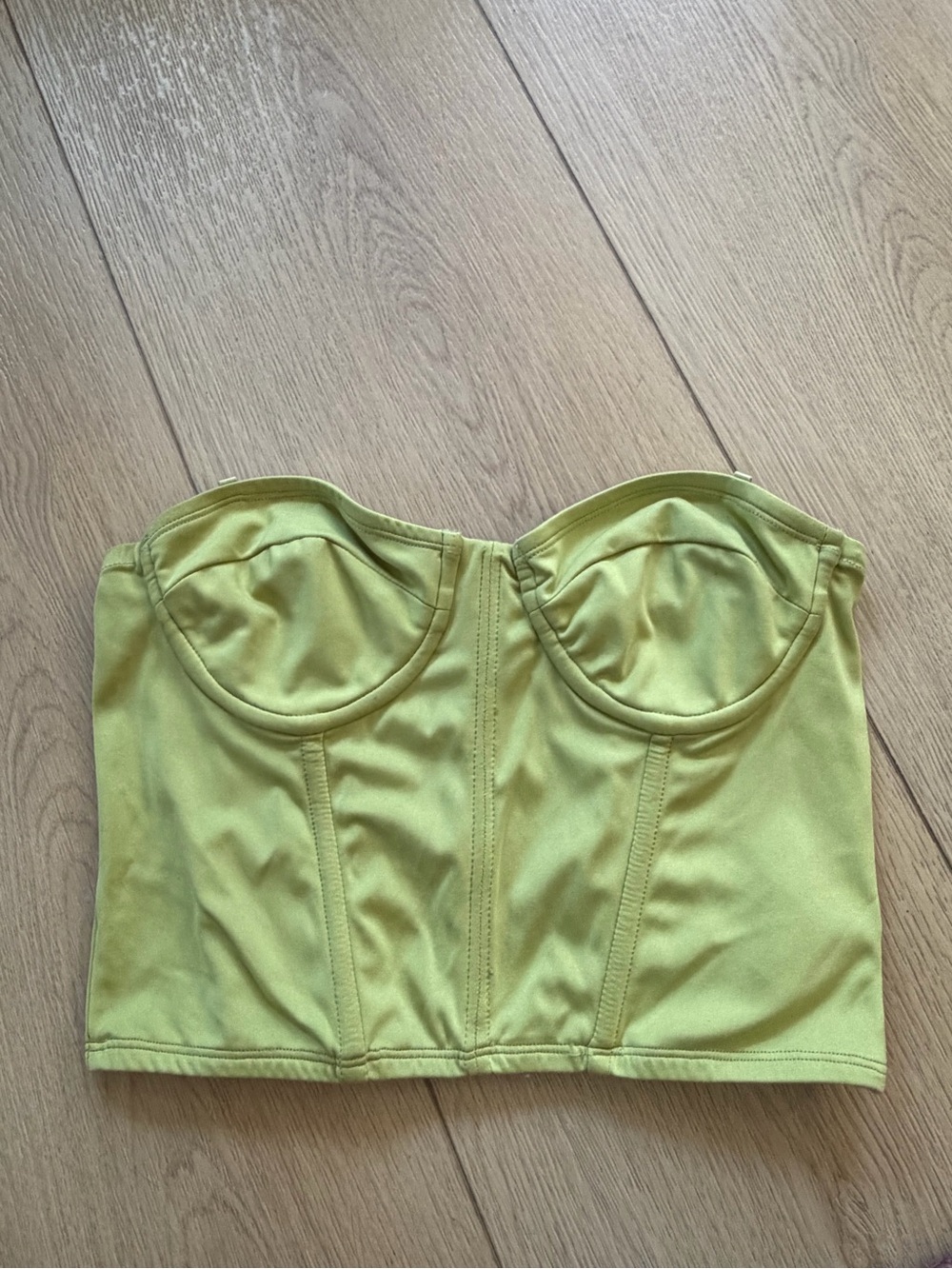 Edikted Lime Green Strapless Bustier Crop Top